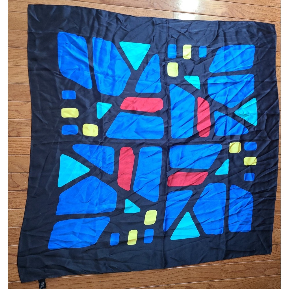 100% Silk Scarf Women Abstract Geometric Kerchief Square Bandana Wrap 35x35 inch